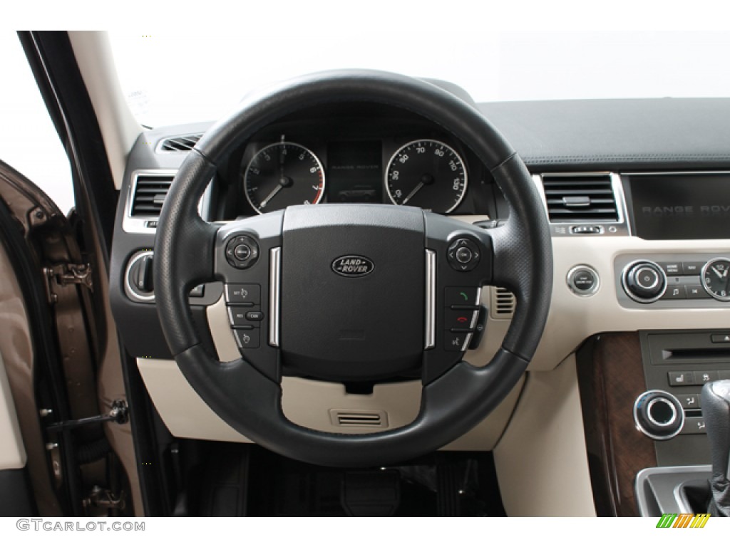 2010 Land Rover Range Rover Sport HSE Ivory-Lunar Alcantara/Ebony Stitching Steering Wheel Photo #74170939
