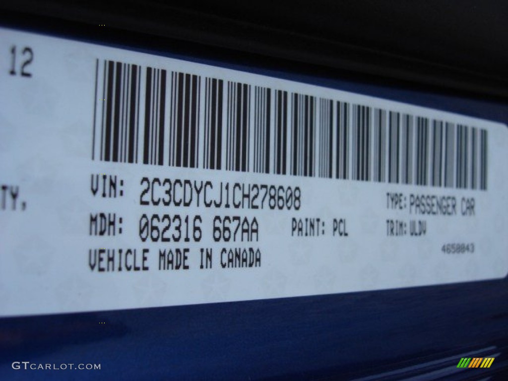 2012 Challenger Color Code PCL for Blue Streak Pearl Photo #74173081