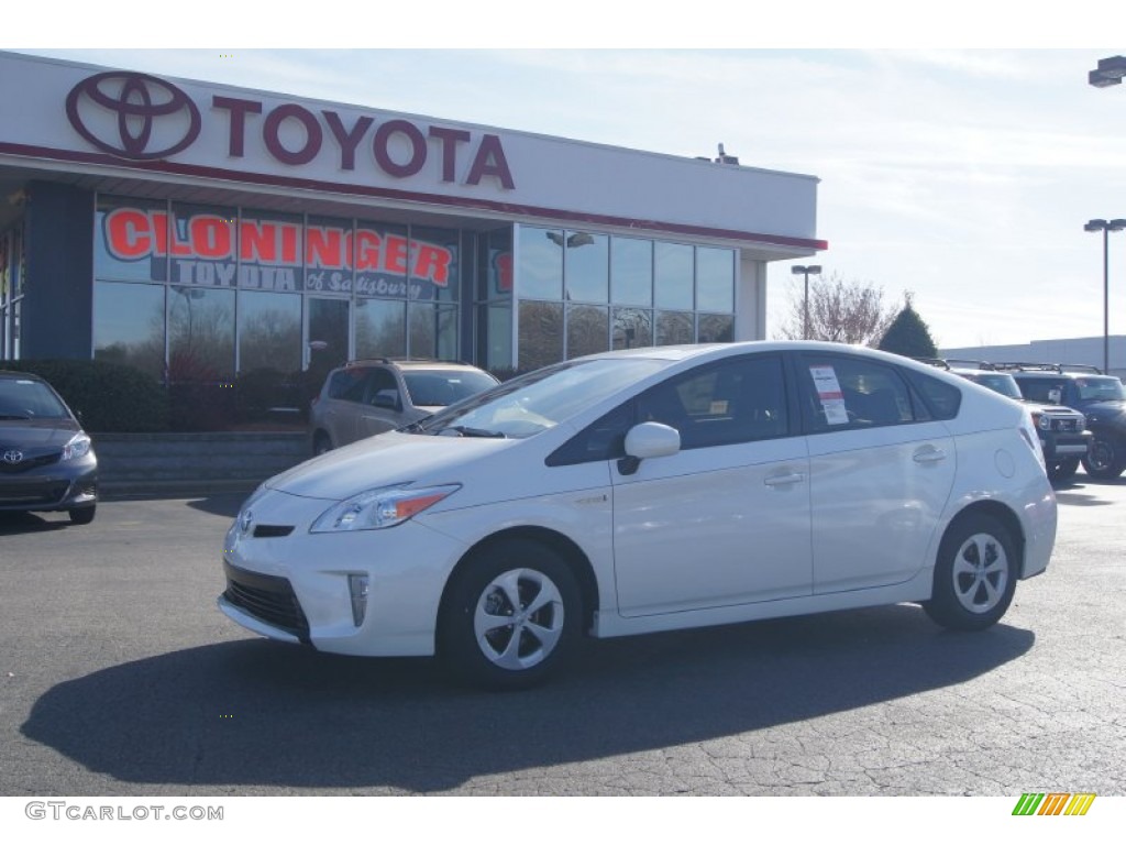 2013 Prius Three Hybrid - Blizzard White Pearl / Dark Gray photo #1