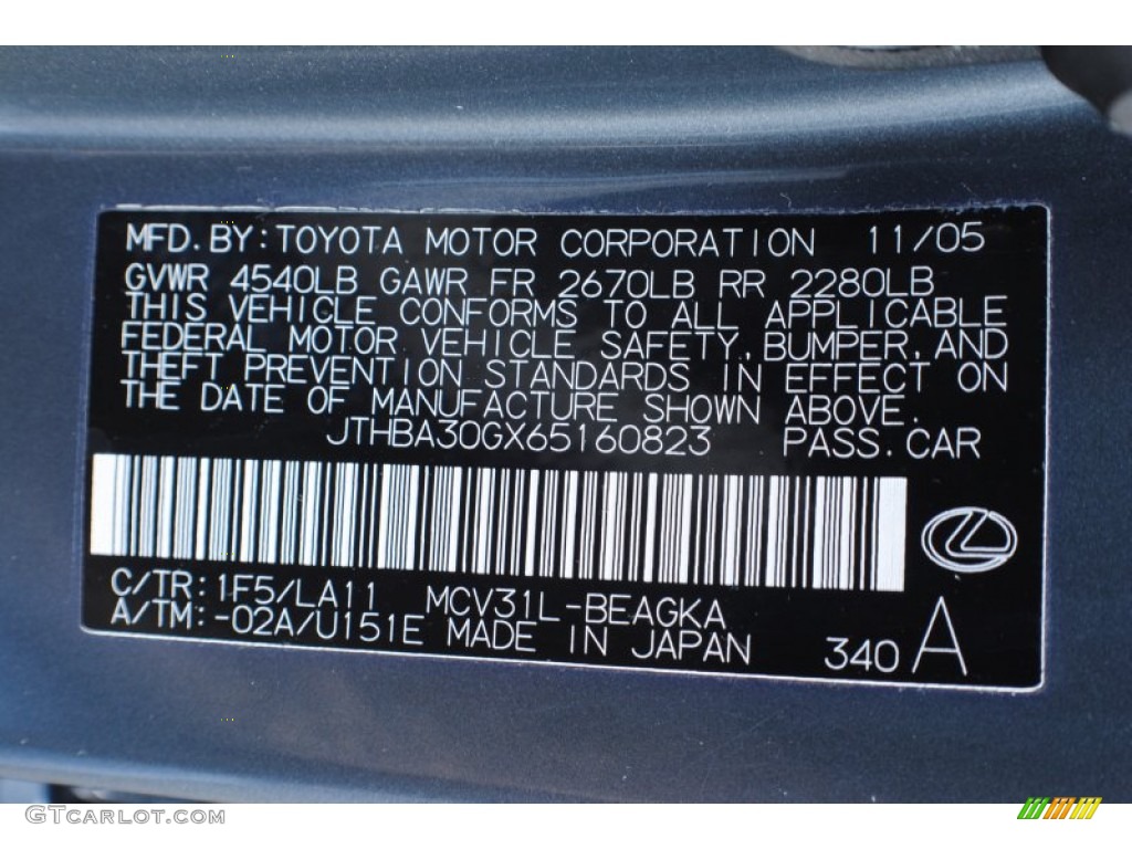 2006 ES 330 - Blue Shale Mica / Ash photo #17