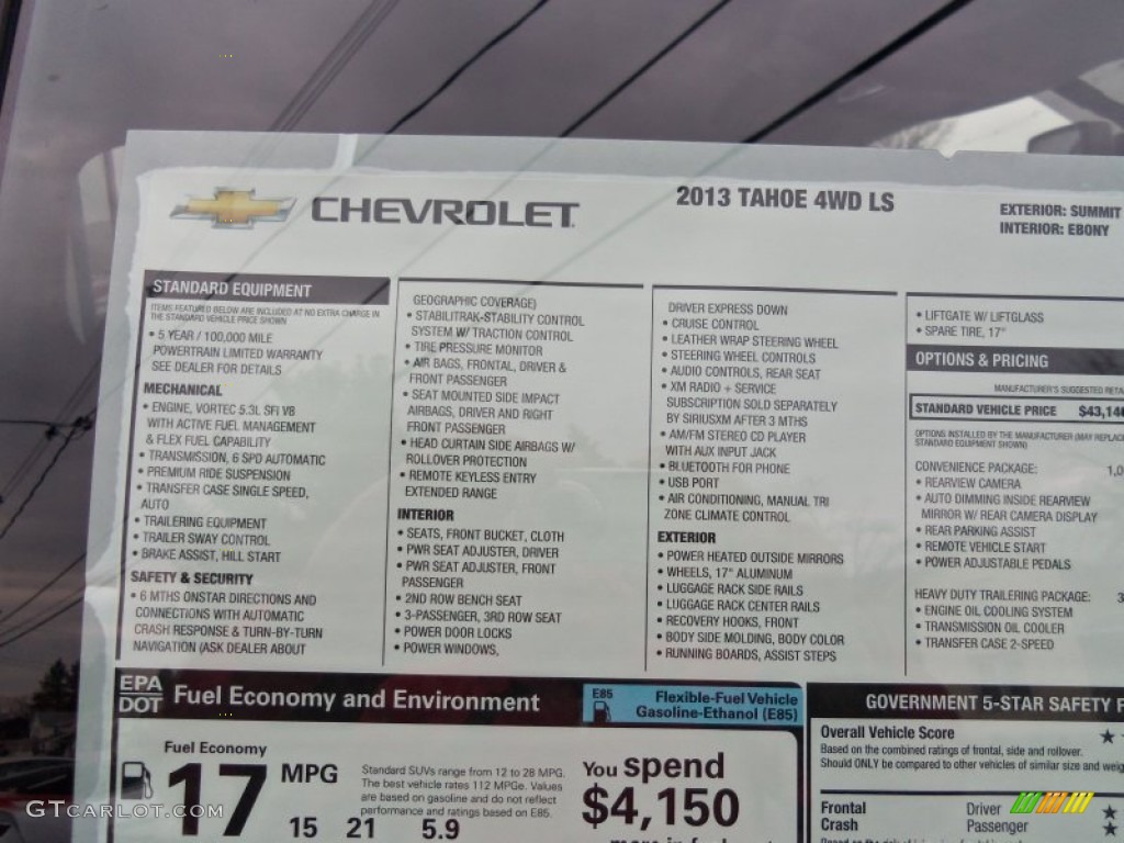 2013 Tahoe LS 4x4 - Summit White / Ebony photo #42