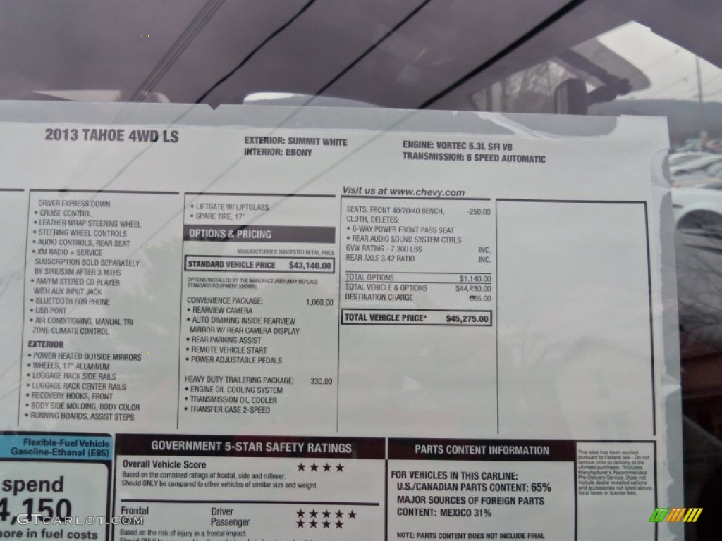 2013 Tahoe LS 4x4 - Summit White / Ebony photo #43