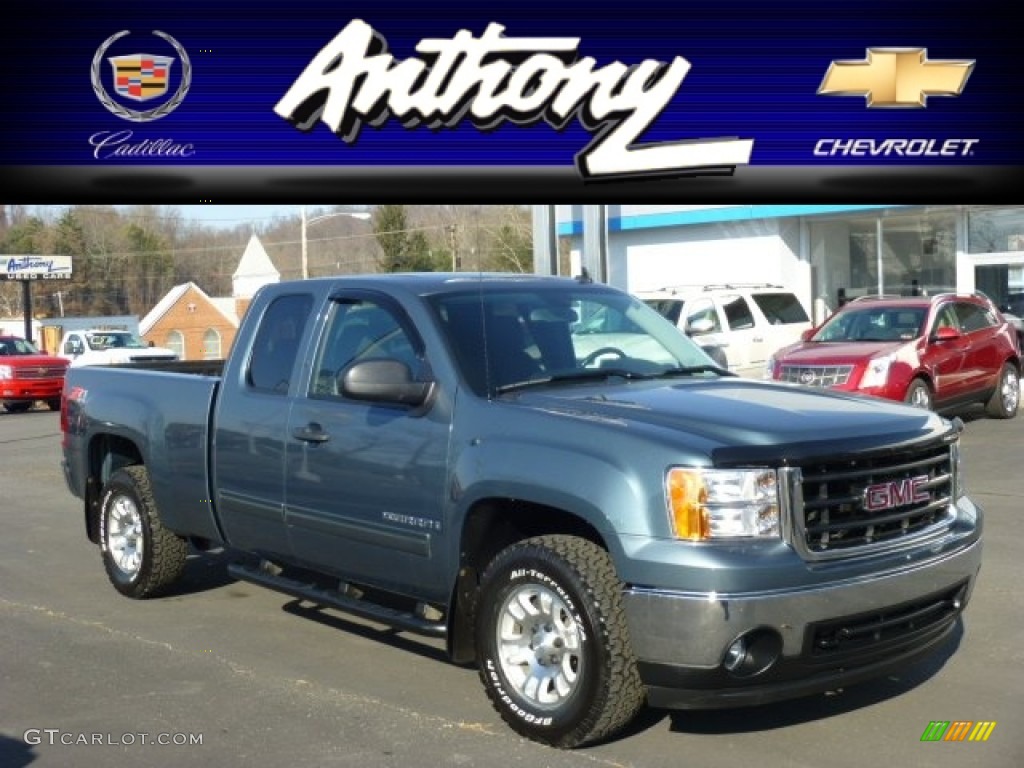 2008 Sierra 1500 SLE Extended Cab 4x4 - Stealth Gray Metallic / Ebony photo #1