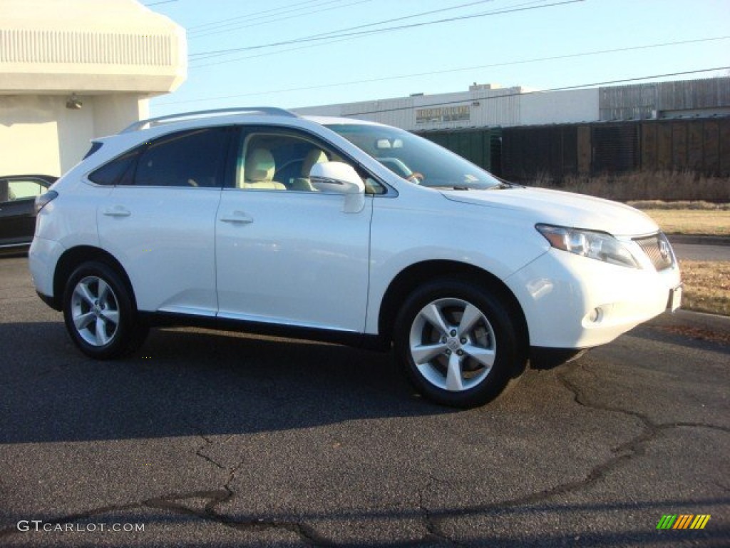 2010 RX 350 AWD - Aurora White Pearl / Parchment/Brown Walnut photo #2