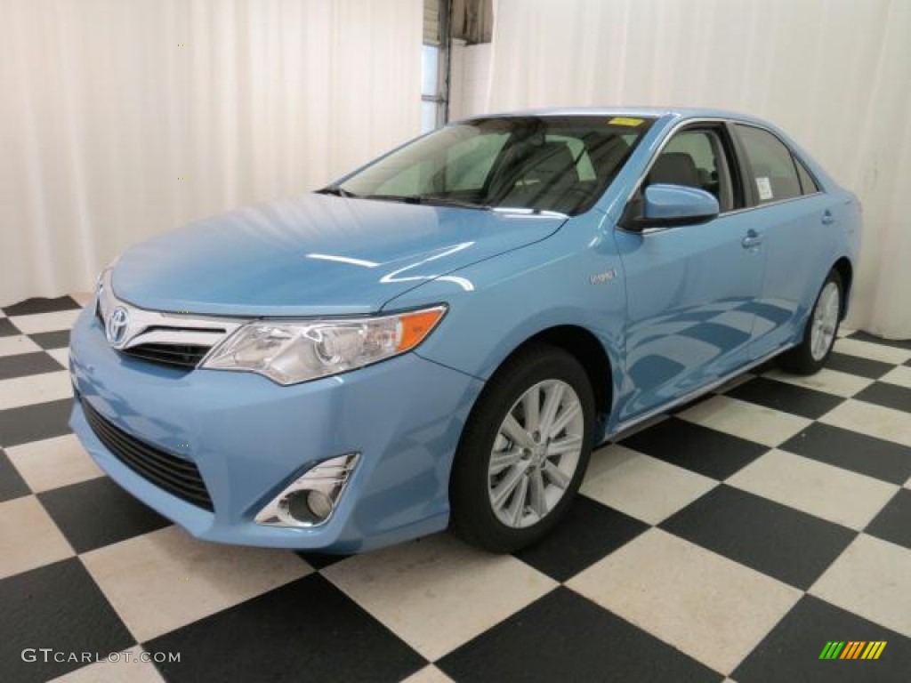 2012 Camry Hybrid XLE - Clearwater Blue Metallic / Light Gray photo #3