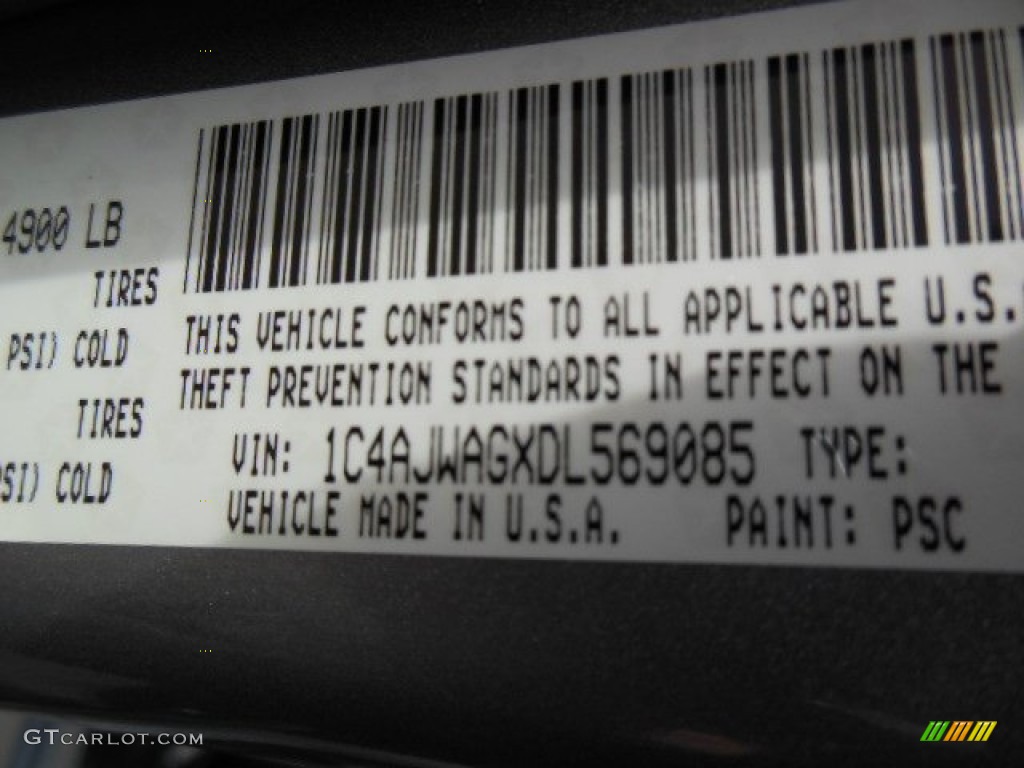 2013 Wrangler Color Code PSC for Billet Silver Metallic Photo #74203969