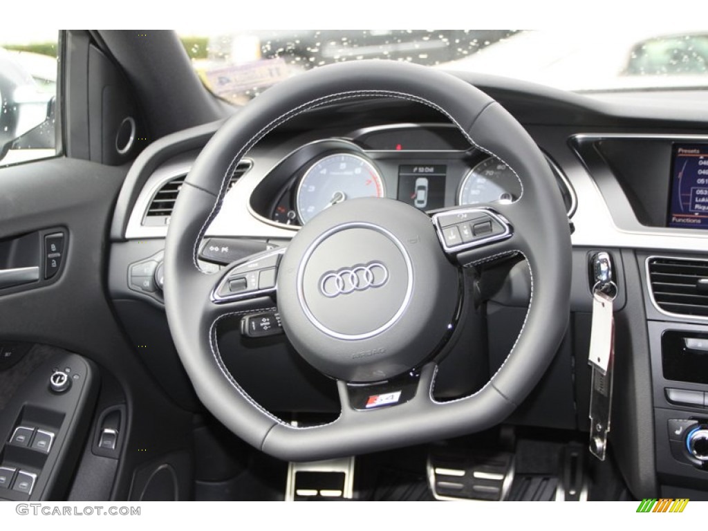 2013 Audi S4 3.0T quattro Sedan Black Steering Wheel Photo #74204179