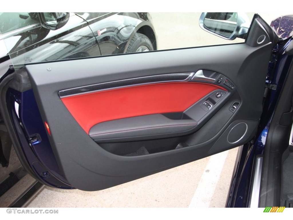 2013 Audi S5 3.0 TFSI quattro Coupe Black/Magma Red Door Panel Photo #74204662