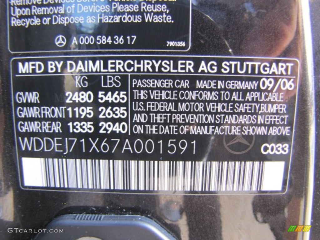2007 CL Color Code 033 for designo Mocha Black Photo #74207215