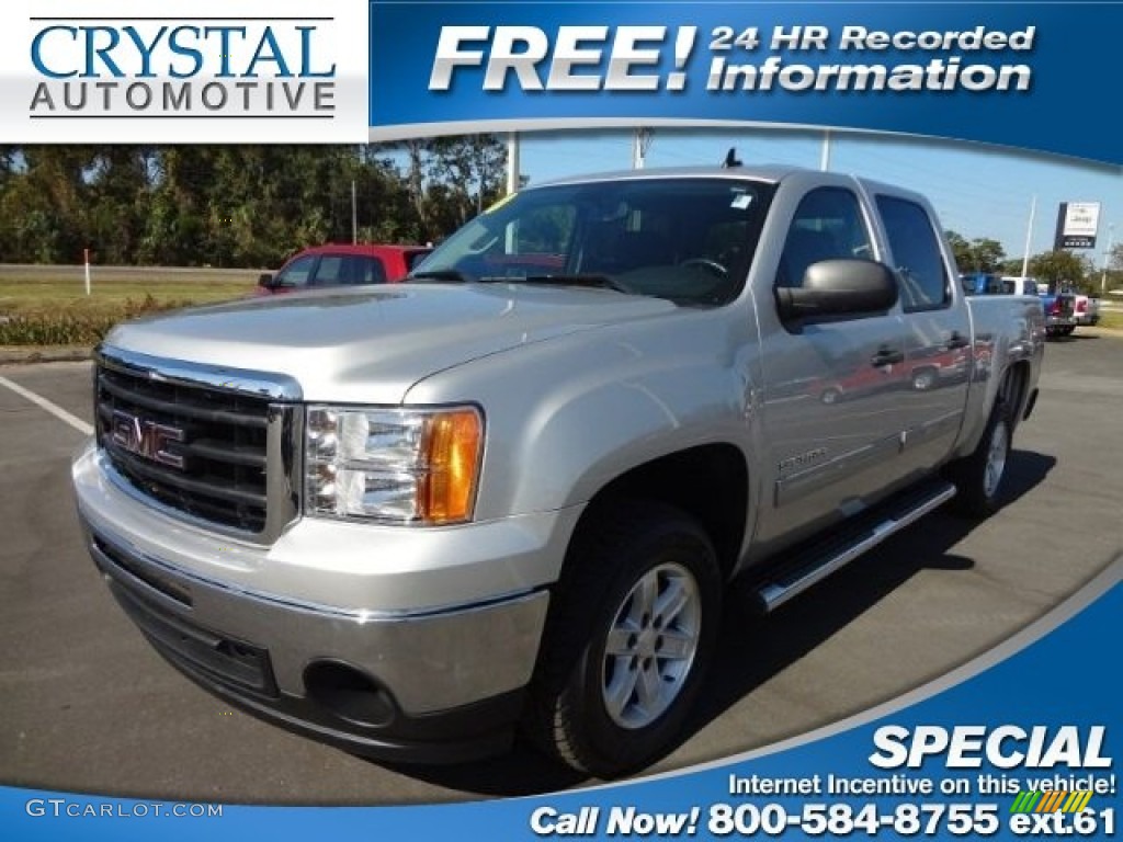 2010 Sierra 1500 SLE Crew Cab - Pure Silver Metallic / Ebony photo #1