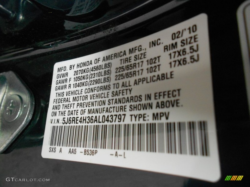 2010 CR-V LX AWD - Royal Blue Pearl / Black photo #14