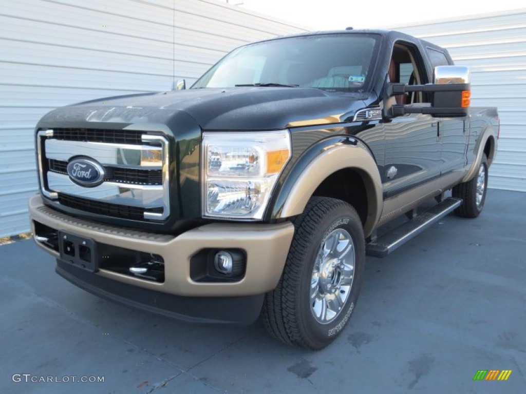 2012 F250 Super Duty King Ranch Crew Cab 4x4 - Green Gem Metallic / Chaparral Leather photo #6