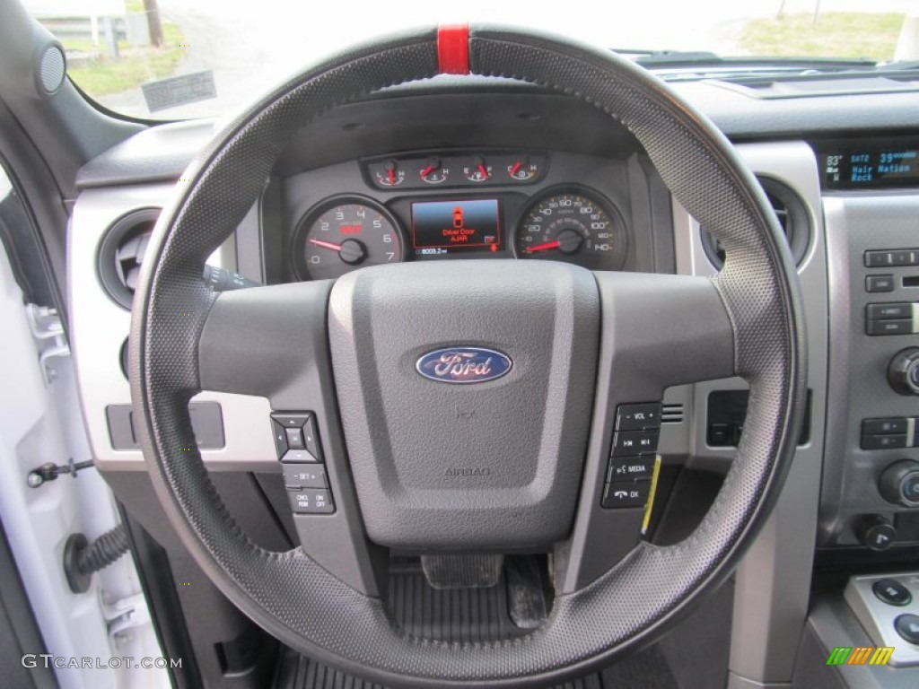 2011 Ford F150 SVT Raptor SuperCrew 4x4 Raptor Black Steering Wheel Photo #74214646