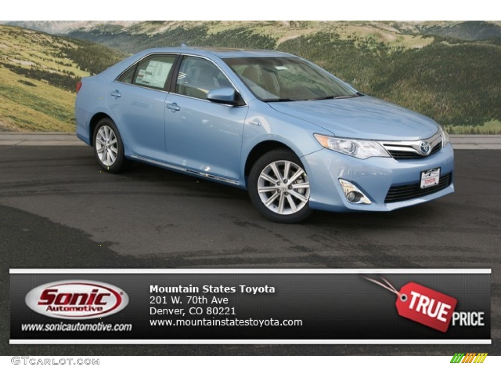 2012 Camry Hybrid XLE - Clearwater Blue Metallic / Ash photo #1