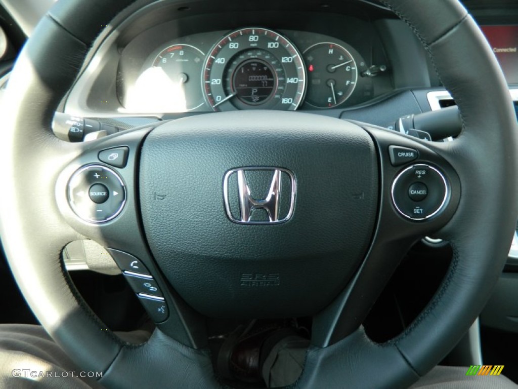 2013 Honda Accord EX-L Coupe Black Steering Wheel Photo #74221739
