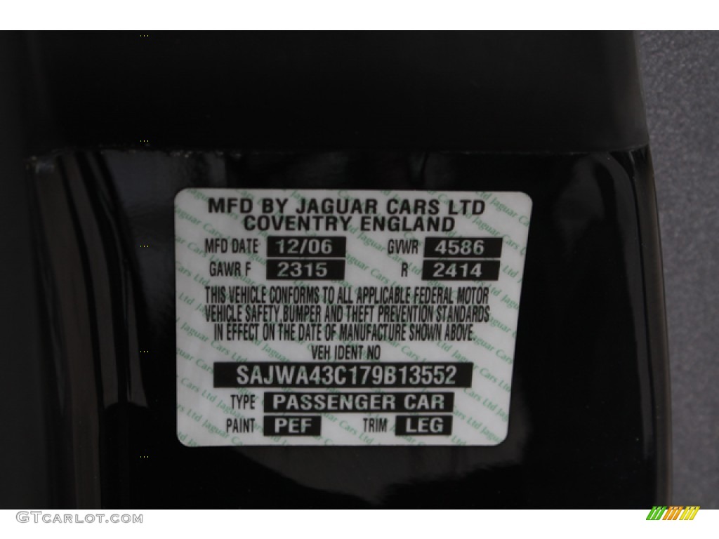 2007 Jaguar XK XKR Coupe Color Code Photos