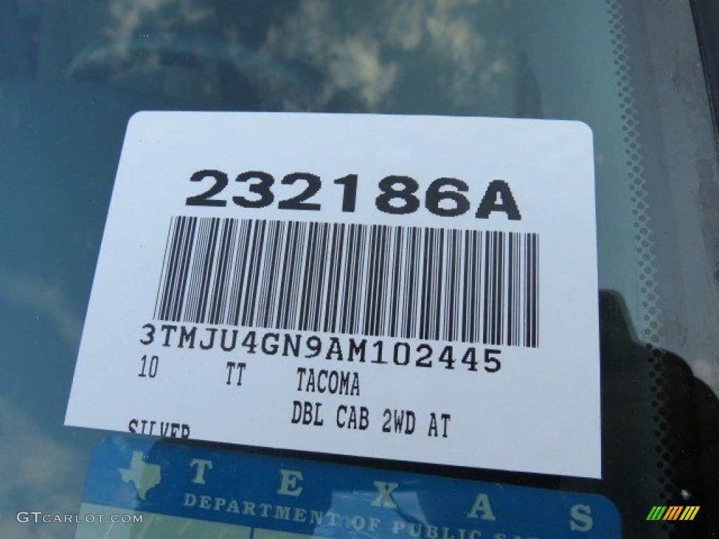 2010 Tacoma V6 SR5 PreRunner Double Cab - Silver Streak Mica / Graphite photo #19
