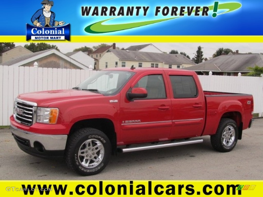 2008 Sierra 1500 SLT Crew Cab 4x4 - Fire Red / Morocco Brown/Ebony photo #1