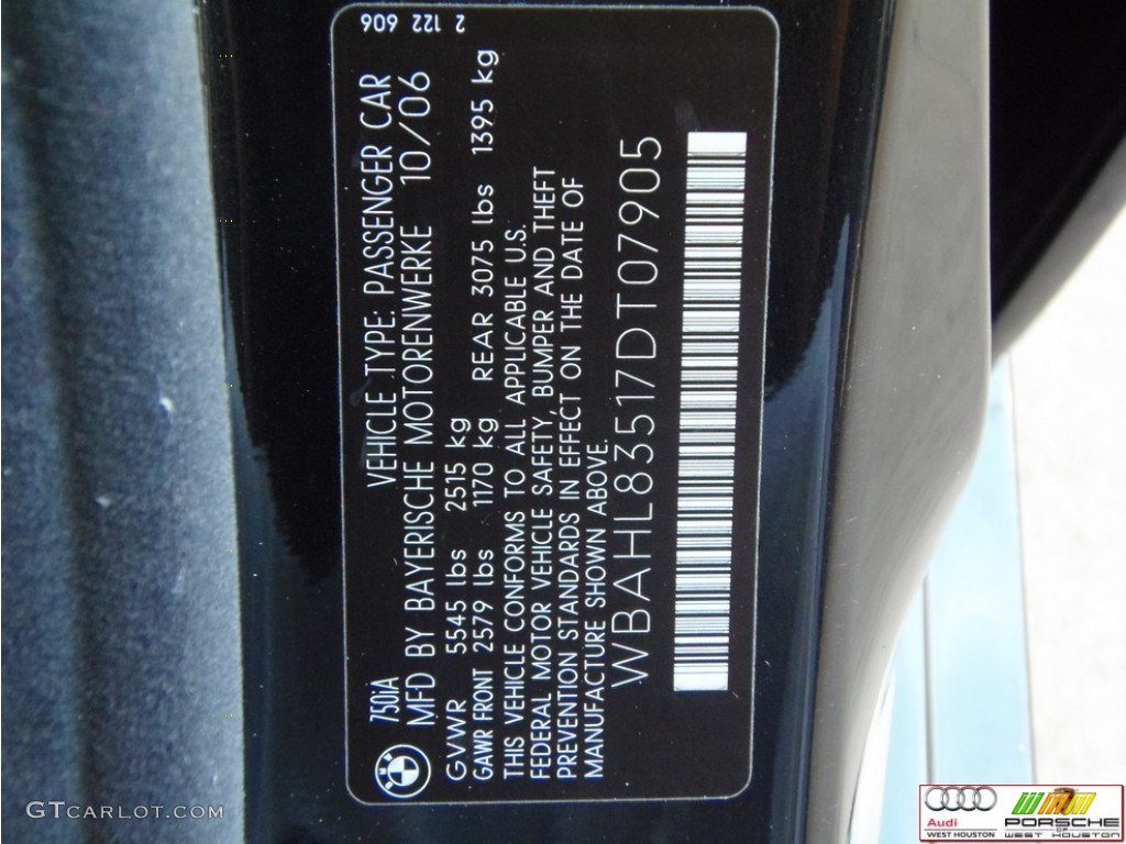 2007 7 Series 750i Sedan - Black Sapphire Metallic / Black photo #35