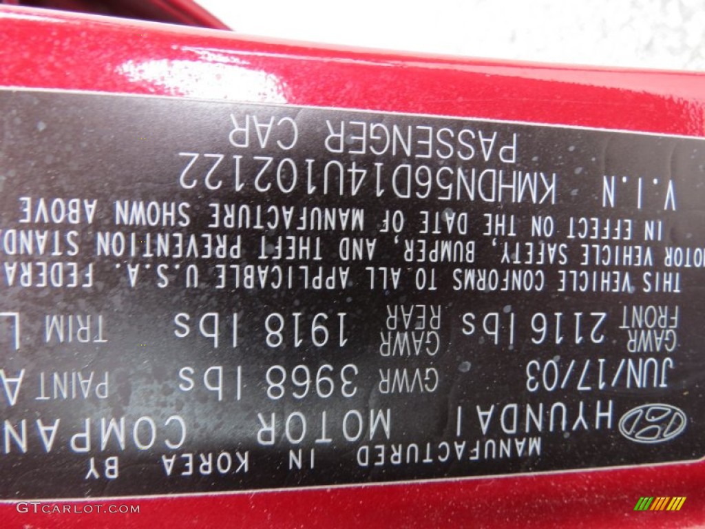 2004 Elantra GT Hatchback - Crimson Dark Red / Gray photo #16