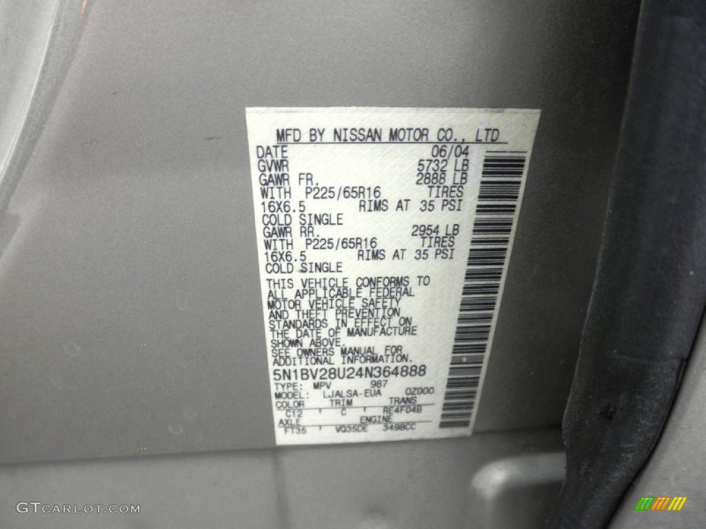 2004 Quest 3.5 S - Coral Sand Metallic / Gray photo #5