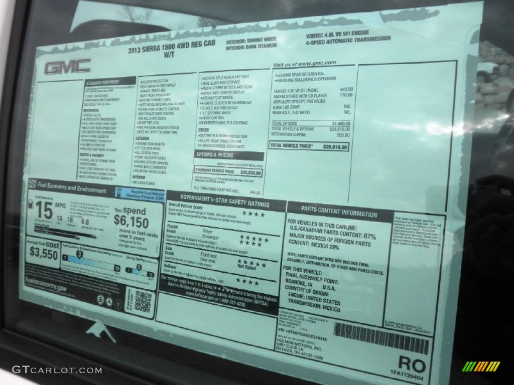 2013 Sierra 1500 Regular Cab 4x4 - Summit White / Ebony photo #15