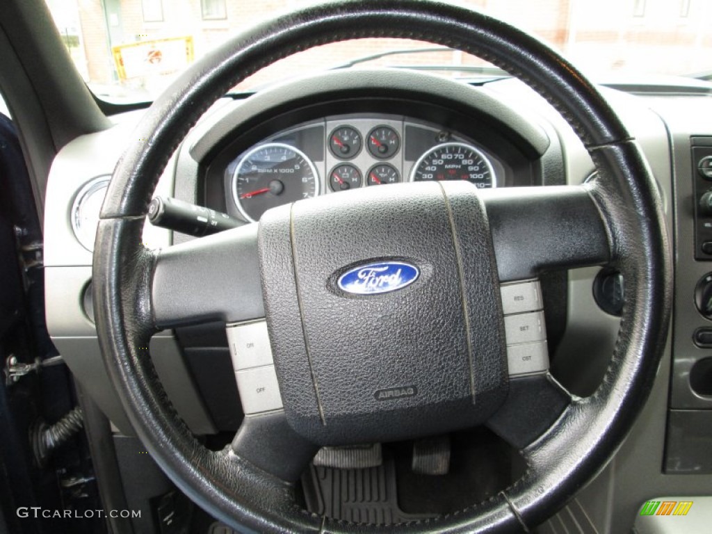 2005 Ford F150 FX4 SuperCab 4x4 Black Steering Wheel Photo #74241101