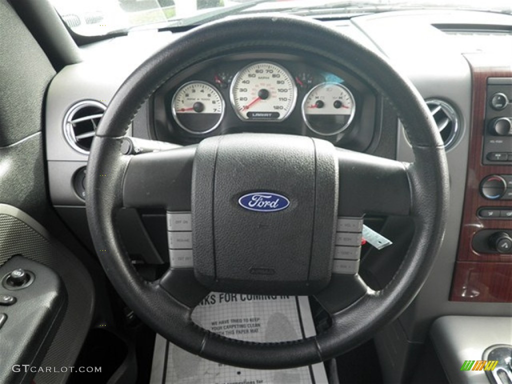 2007 Ford F150 Lariat SuperCrew Black Steering Wheel Photo #74250118
