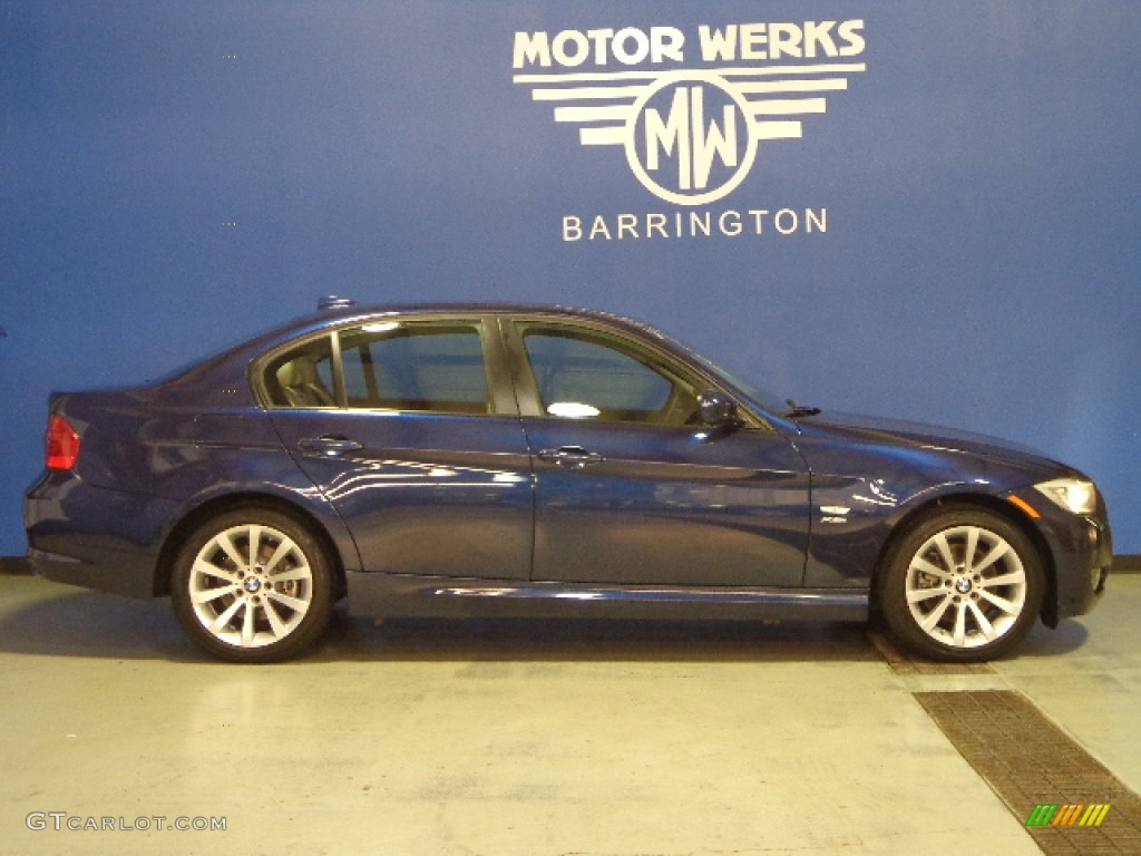 2011 3 Series 328i xDrive Sedan - Deep Sea Blue Metallic / Oyster/Black Dakota Leather photo #10