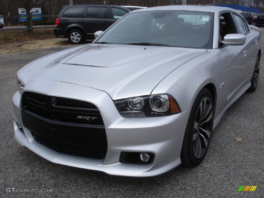 2012 Charger SRT8 - Bright Silver Metallic / Black/Red photo #1