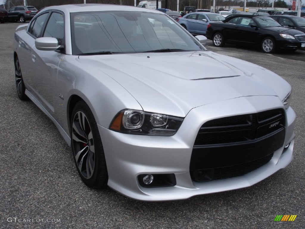 2012 Charger SRT8 - Bright Silver Metallic / Black/Red photo #3