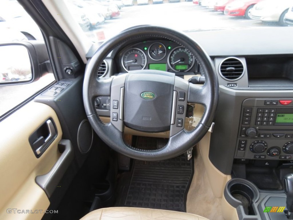 2006 Land Rover LR3 V8 SE Alpaca Beige Steering Wheel Photo #74264755
