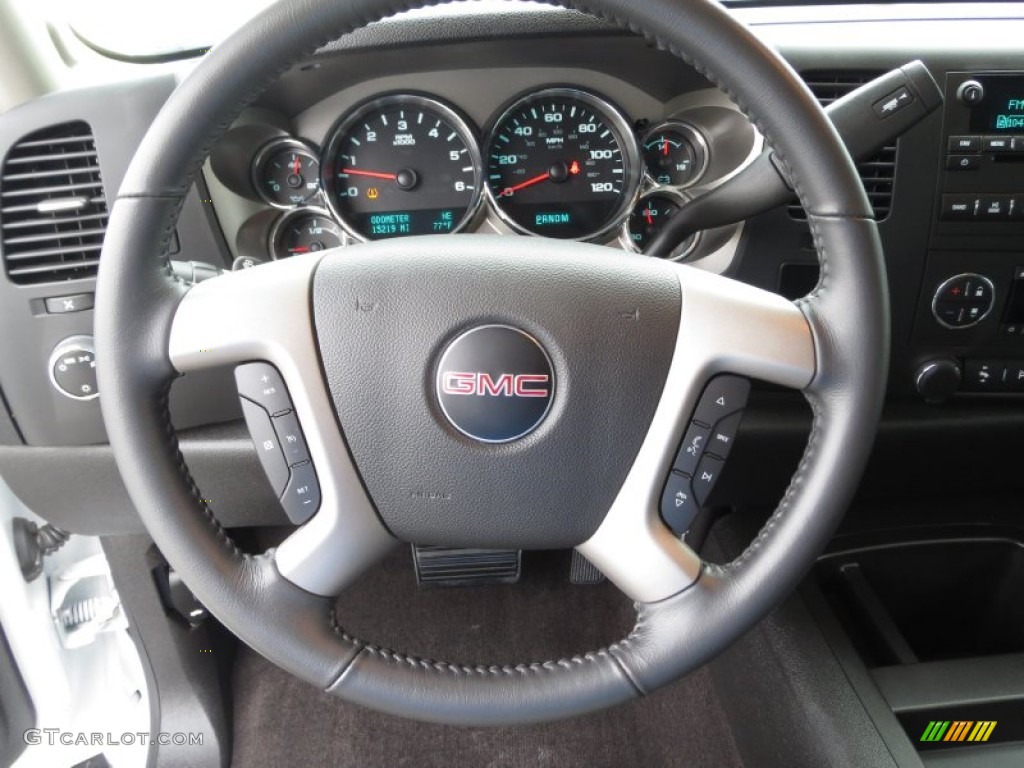 2012 GMC Sierra 1500 SLE Crew Cab Ebony Steering Wheel Photo #74265133