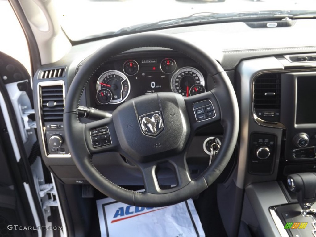 2013 Ram 1500 Sport Crew Cab 4x4 Black Steering Wheel Photo #74268083
