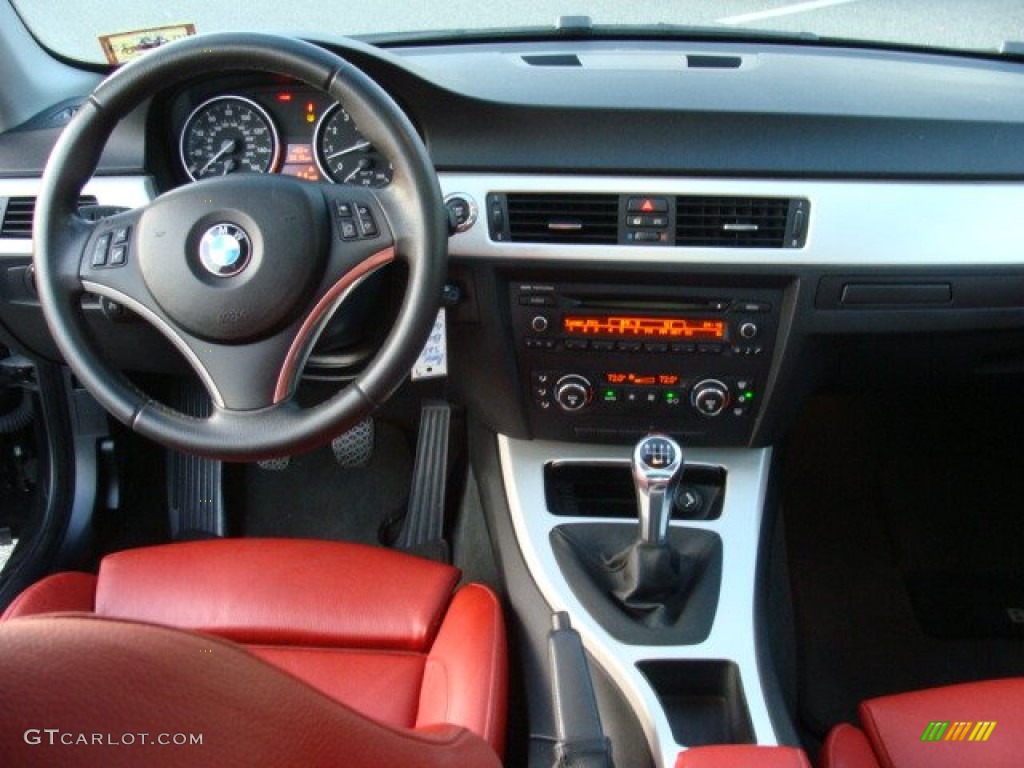 2007 BMW 3 Series 328xi Coupe Coral Red/Black Dashboard Photo #74269663