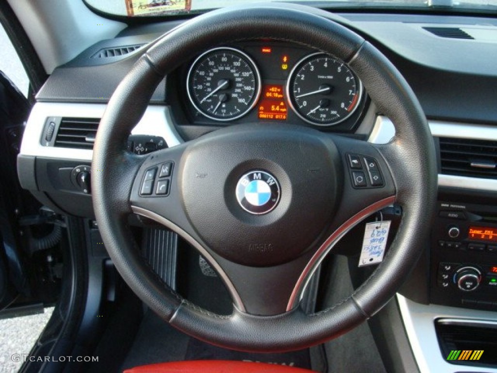 2007 BMW 3 Series 328xi Coupe Coral Red/Black Steering Wheel Photo #74269681