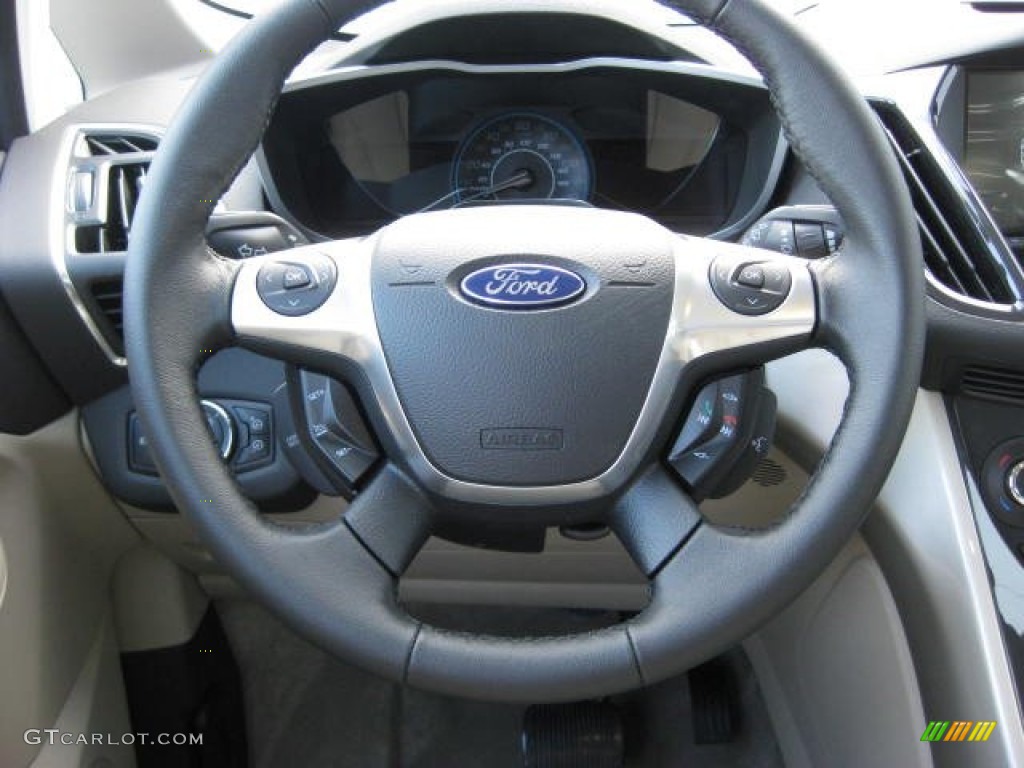 2013 Ford C-Max Hybrid SEL Medium Light Stone Steering Wheel Photo #74271330