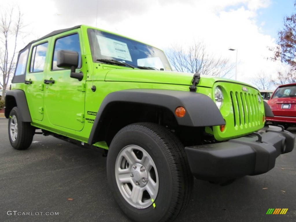 Gecko Green Pearl 2013 Jeep Wrangler Unlimited Sport 4x4 Exterior Photo #74276260