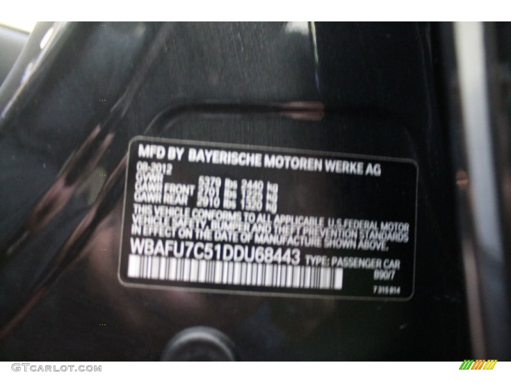 2013 5 Series 535i xDrive Sedan - Dark Graphite Metallic II / Black photo #15