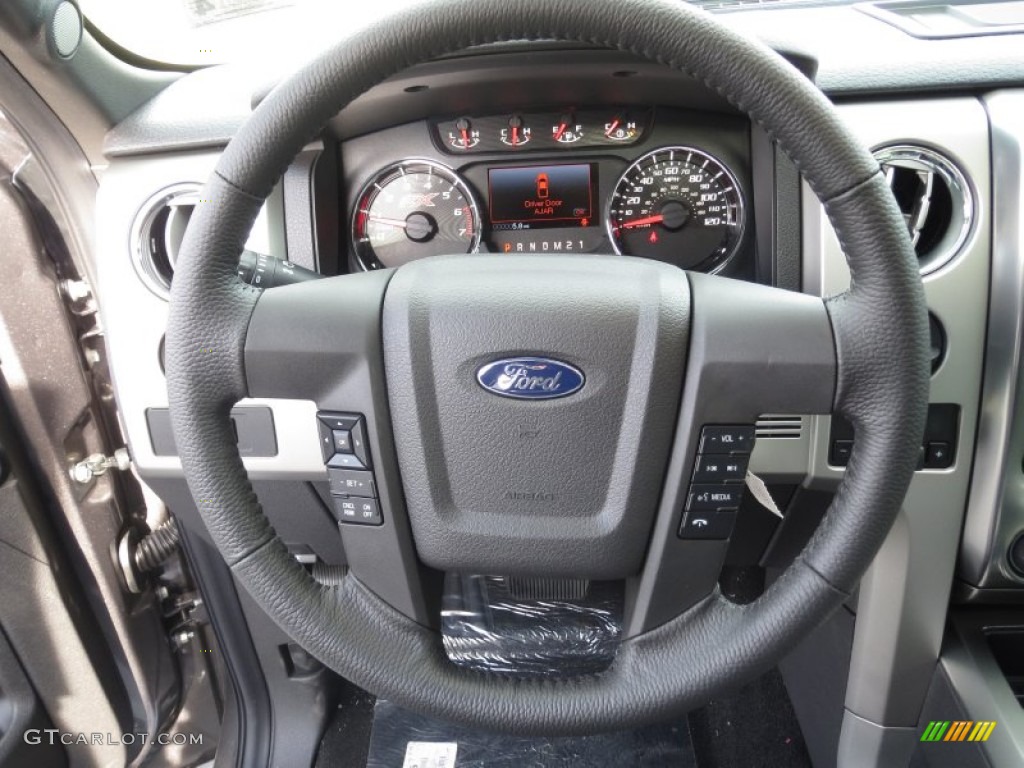 2013 Ford F150 FX2 SuperCrew Black Steering Wheel Photo #74284449