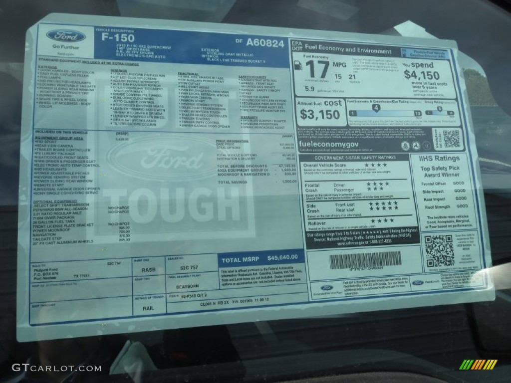 2013 Ford F150 FX2 SuperCrew Window Sticker Photo #74284561