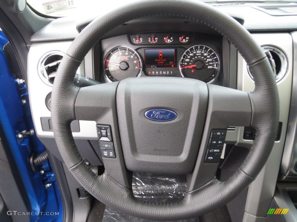2013 Ford F150 FX2 SuperCrew Black Steering Wheel Photo #74285208