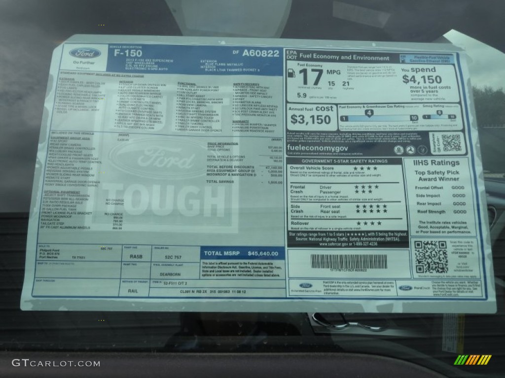 2013 Ford F150 FX2 SuperCrew Window Sticker Photo #74285287