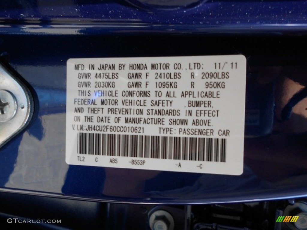 2012 TSX Technology Sedan - Vortex Blue Pearl / Ebony photo #25