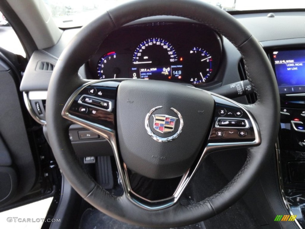 2013 Cadillac ATS 2.0L Turbo Luxury Jet Black/Jet Black Accents Steering Wheel Photo #74292967