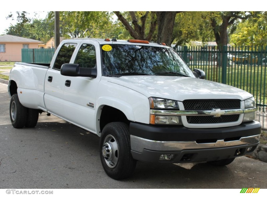 2004 Silverado 3500HD LT Crew Cab 4x4 Dually - Summit White / Medium Gray photo #12