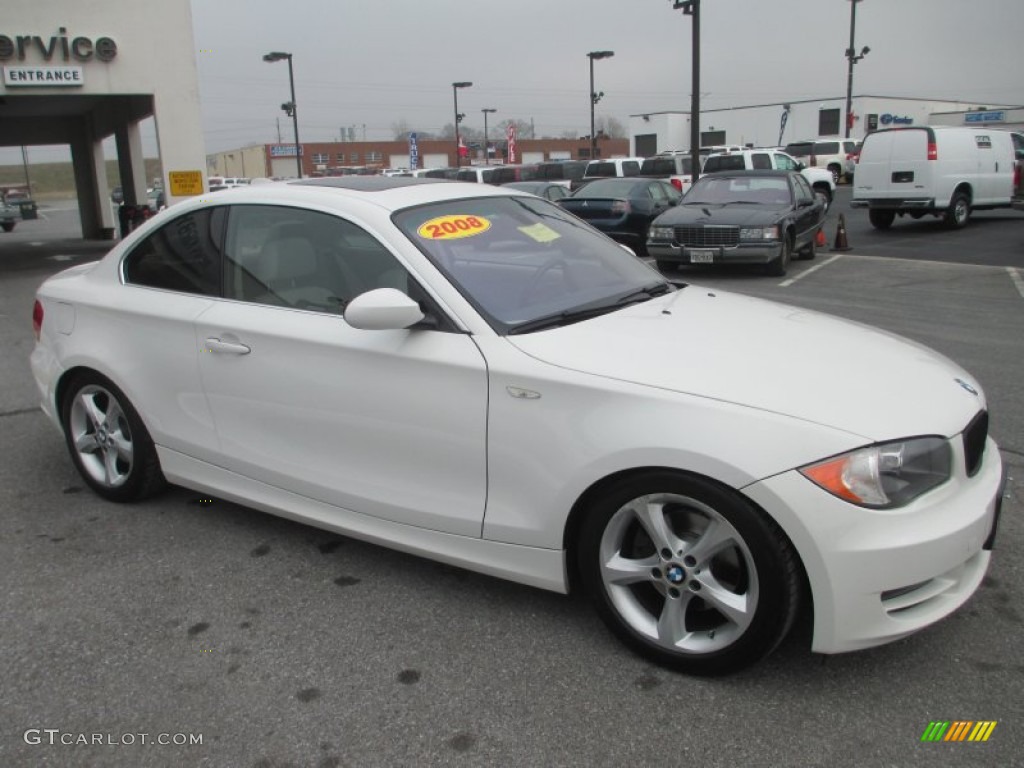 2008 1 Series 128i Coupe - Alpine White / Taupe photo #1