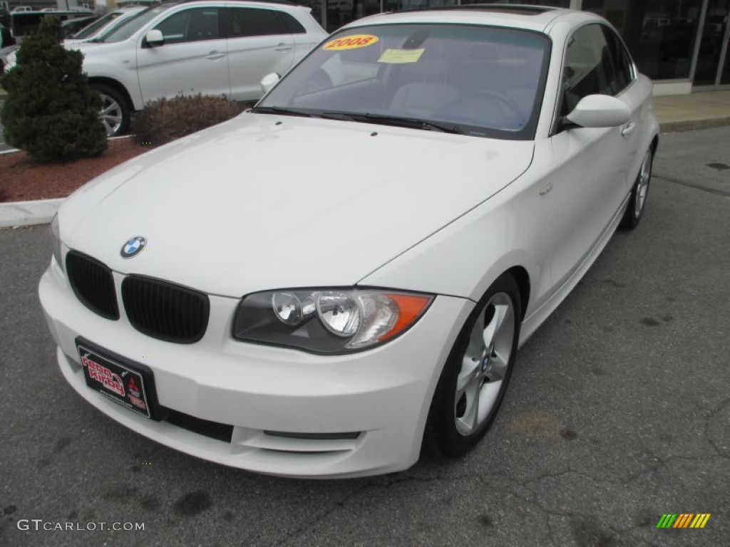 2008 1 Series 128i Coupe - Alpine White / Taupe photo #2