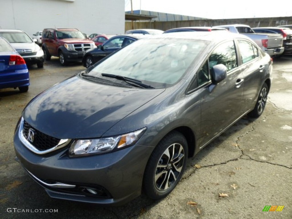 2013 Civic EX-L Sedan - Polished Metal Metallic / Black photo #8