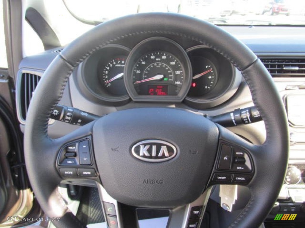 2013 Kia Rio EX Sedan Black Steering Wheel Photo #74314949